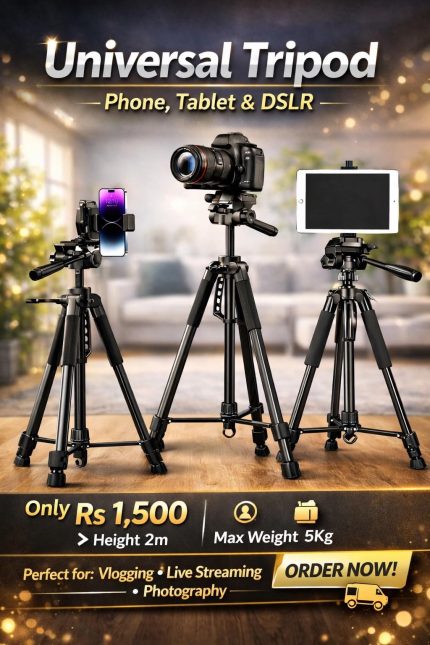 Universal 4-in-1 Tripod for Phone, Tablet, DSLR Camera & Mini Projector